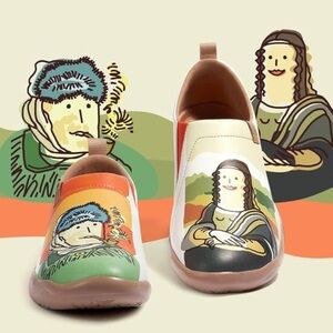NWT UIN Women’s Comfort PU Shoes/Van Gogh&Mona Lisa/US7